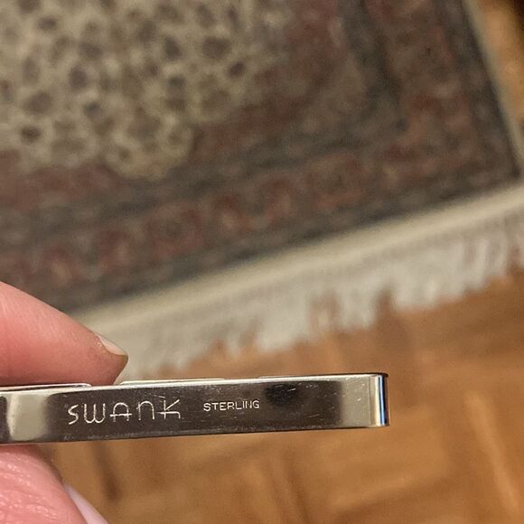 Swank Vintage 925 Sterling Silver Polished Tie Clip with Faceted Design. - Picture 6 of 6